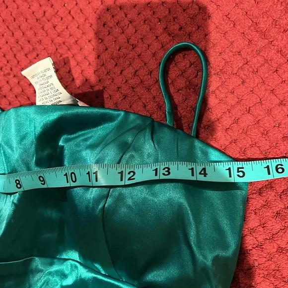 Vintage Blondie Nights Sexy  Hollywood Satin emerald green Runway dress - Picture 8 of 16